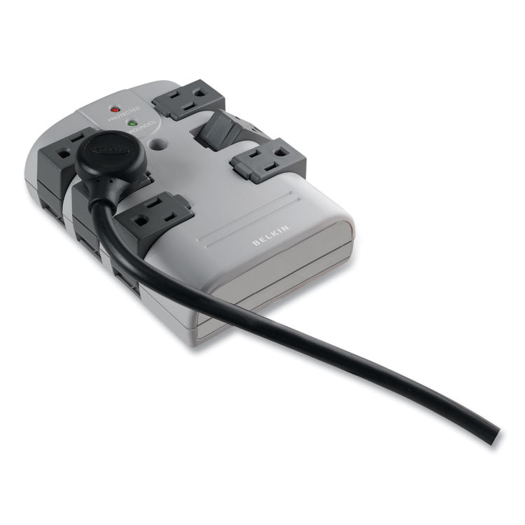 Pivot Plug Surge Protector, 6 AC Outlets, 1,080 J, Gray 5