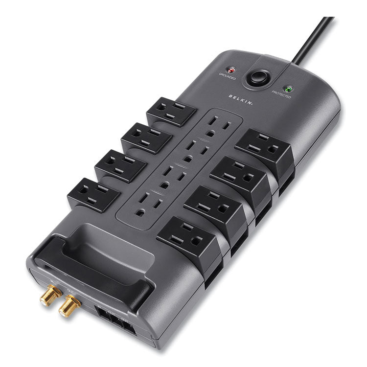 Pivot Plug Surge Protector, 12 AC Outlets, 8 ft Cord, 4,320 J, Gray 1