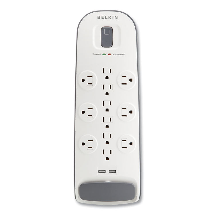 Home/Office Surge Protector, 12 AC Outlets, 6 ft Cord, 3,996 J, White/Black 1