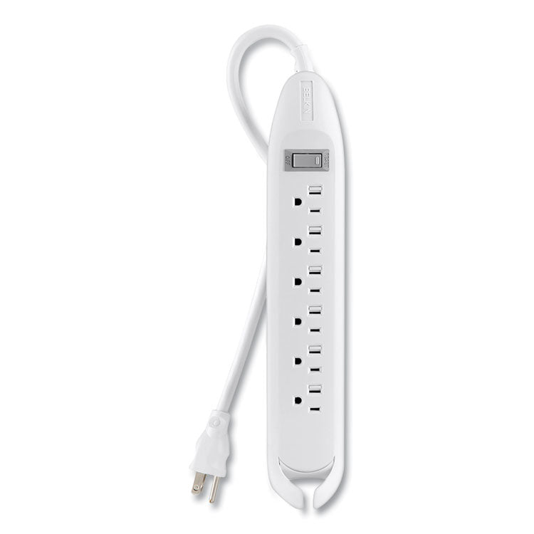 Power Strip, 6 Outlets, 12 Ft Cord, White 2