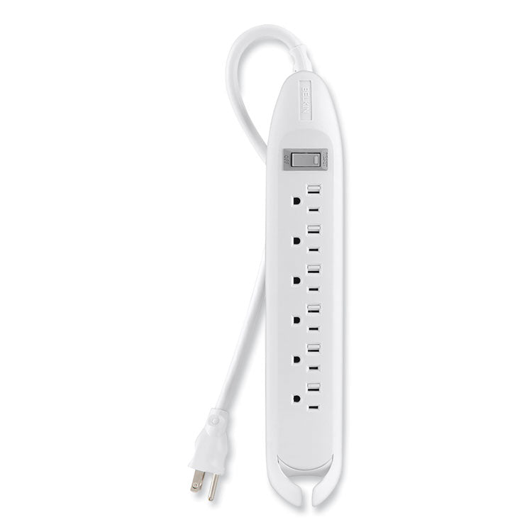 Power Strip, 6 Outlets, 12 Ft Cord, White 1