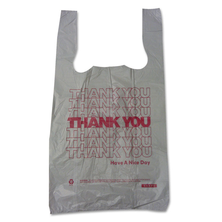 Plastic Thank-You T-Sack, 2 Mil, 4" X 15", White, 2,000/carton 1