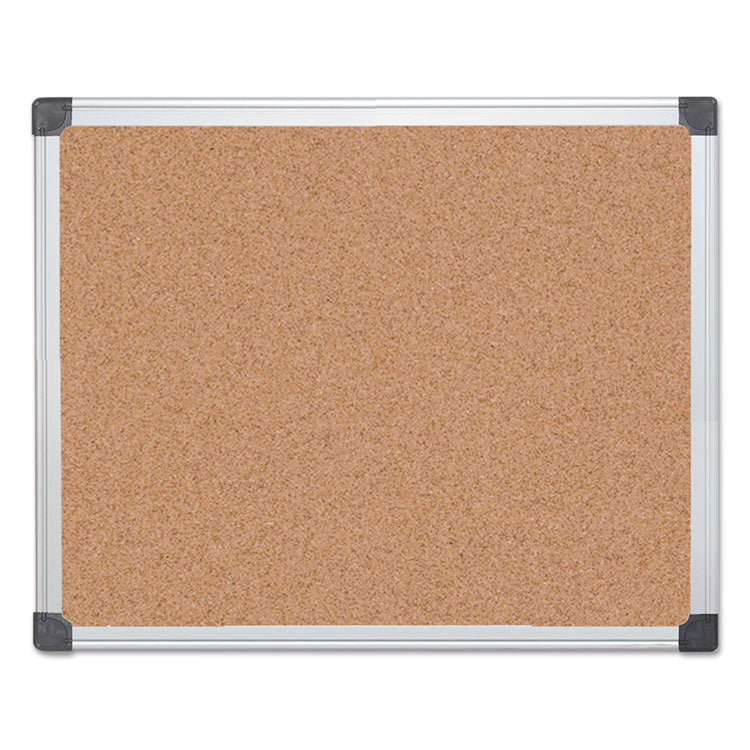 Value Cork Bulletin Board with Aluminum Frame, 24 x 36, Tan Surface, Silver Aluminum Frame 2