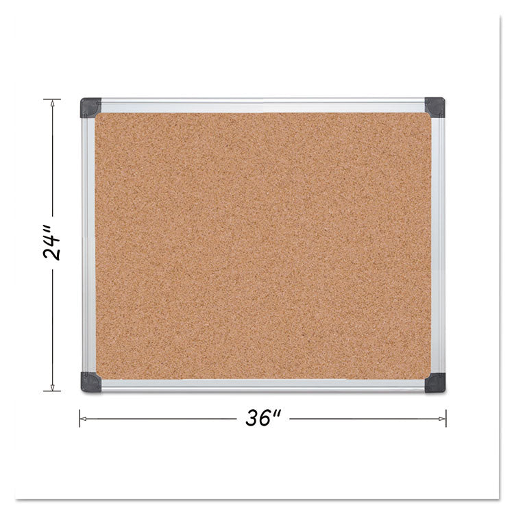 Value Cork Bulletin Board with Aluminum Frame, 24 x 36, Tan Surface, Silver Aluminum Frame 1