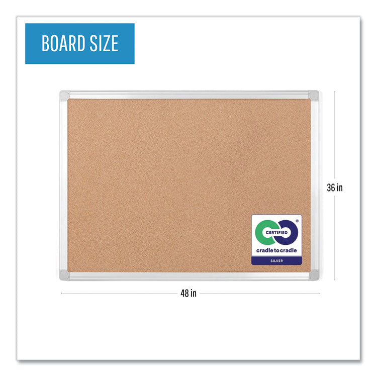 Earth Cork Board, 48 x 36, Tan Surface, Silver Aluminum Frame 4