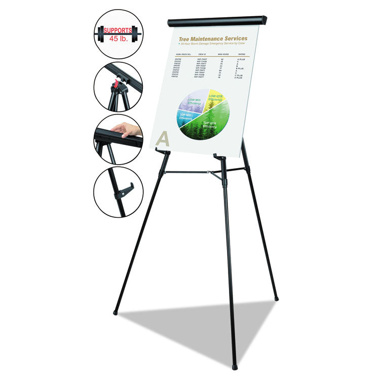 Telescoping Tripod Display Easel, Adjusts 38" To 69" High, Metal, Black 1