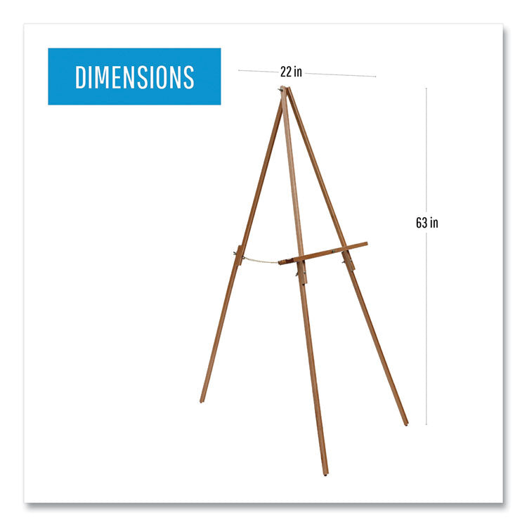 Oak Display Tripod Easel, 60" High, Wood/Brass 2