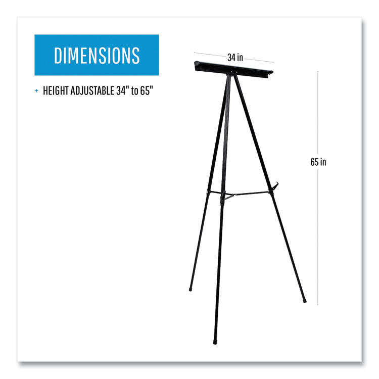 Telescoping Tripod Display Easel, Adjusts 35" To 64" High, Metal, Black 2