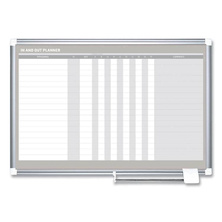 In-Out Magnetic Dry Erase Board, 36 x 24, White Surface, Silver Aluminum Frame 1