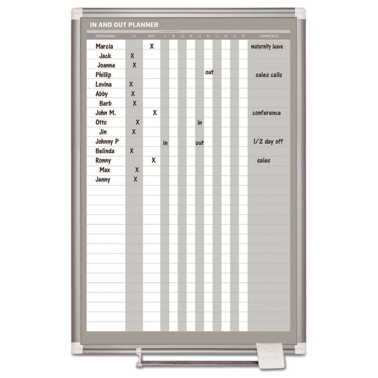 In-Out Magnetic Dry Erase Board, 24 x 36, White Surface, Silver Aluminum Frame 3