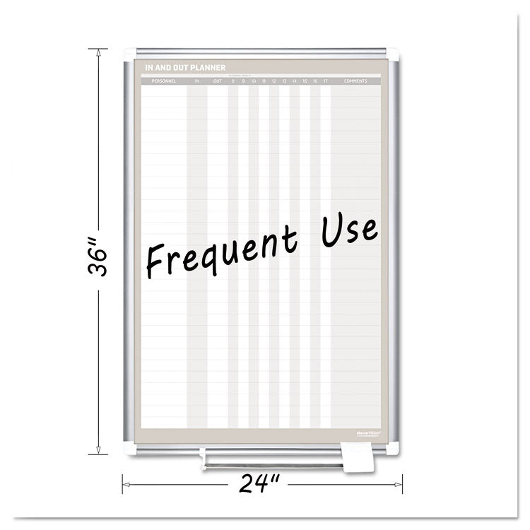 In-Out Magnetic Dry Erase Board, 24 x 36, White Surface, Silver Aluminum Frame 2