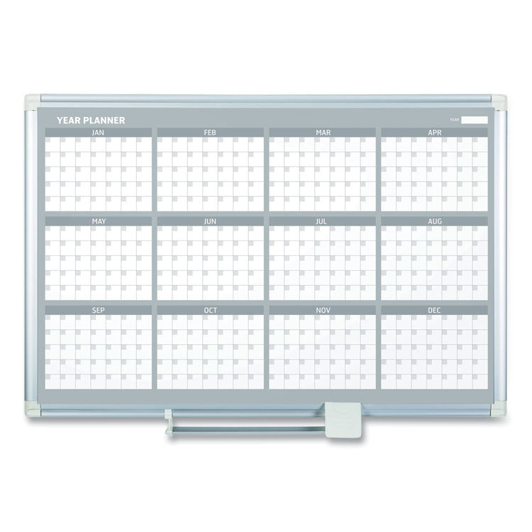 Magnetic Dry Erase Calendar Board, 12-Month, 36 x 24, White Surface, Silver Aluminum Frame 1