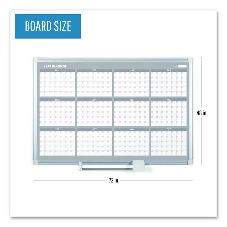 Magnetic Dry Erase Calendar Board, 12-Month, 36 x 24, White Surface, Silver Aluminum Frame 2