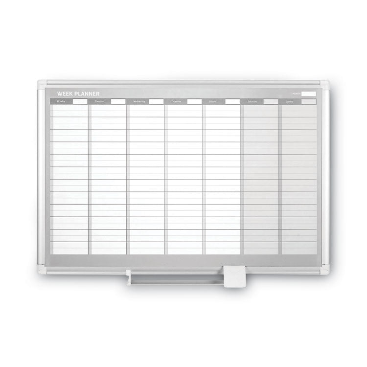 Magnetic Dry Erase Calendar Board, Weekly Calendar, 36 x 24, White Surface, Silver Aluminum Frame 1