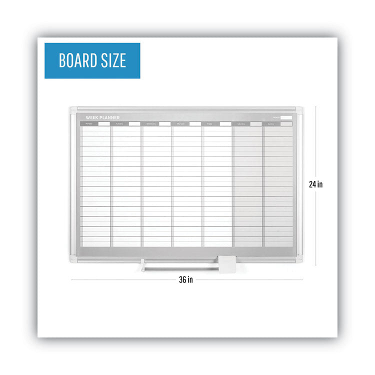 Magnetic Dry Erase Calendar Board, Weekly Calendar, 36 x 24, White Surface, Silver Aluminum Frame 2