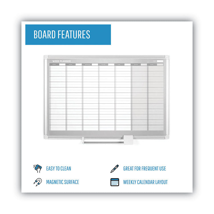 Magnetic Dry Erase Calendar Board, Weekly Calendar, 36 x 24, White Surface, Silver Aluminum Frame 3