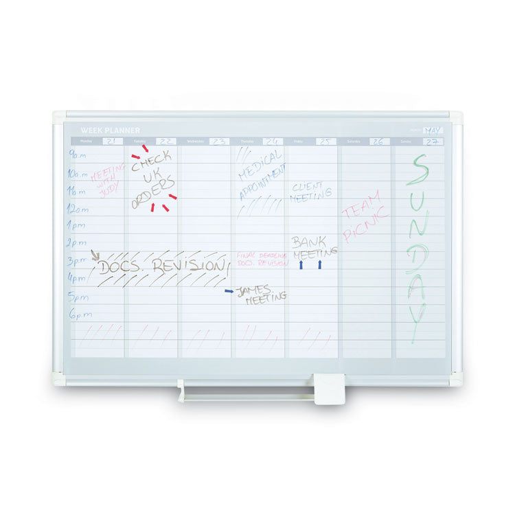 Magnetic Dry Erase Calendar Board, Weekly Calendar, 36 x 24, White Surface, Silver Aluminum Frame 8