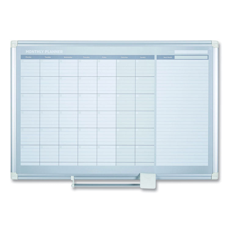 Magnetic Dry Erase Calendar Board, One Month, 36 x 24, White Surface, Silver Aluminum Frame 1