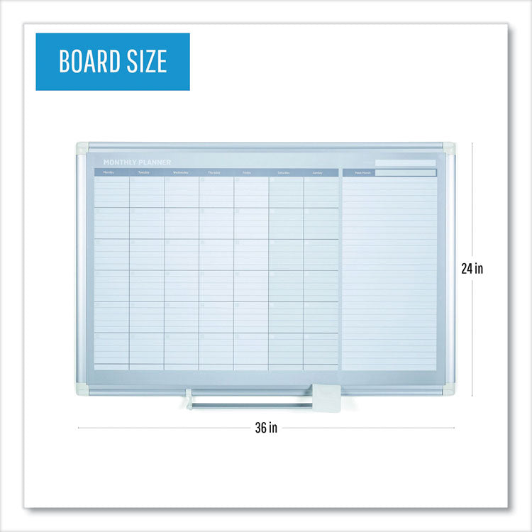 Magnetic Dry Erase Calendar Board, One Month, 36 x 24, White Surface, Silver Aluminum Frame 2