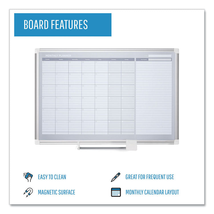 Magnetic Dry Erase Calendar Board, One Month, 36 x 24, White Surface, Silver Aluminum Frame 4