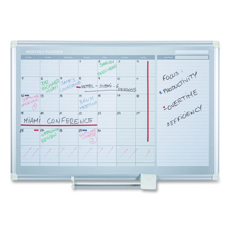 Magnetic Dry Erase Calendar Board, One Month, 36 x 24, White Surface, Silver Aluminum Frame 9