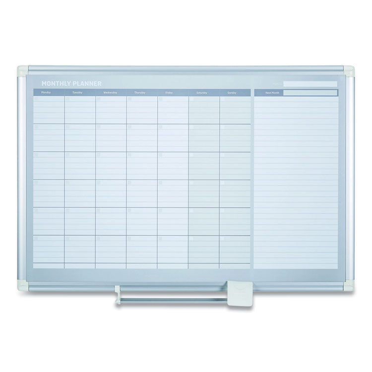 Magnetic Dry Erase Calendar Board, One Month, 48 x 36, White Surface, Silver Aluminum Frame 1