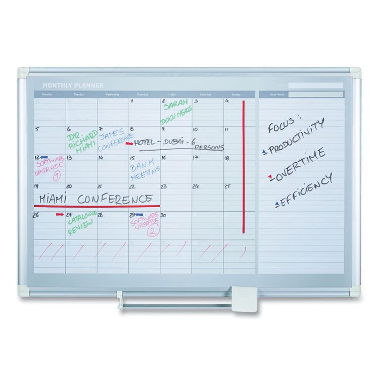 Magnetic Dry Erase Calendar Board, One Month, 48 x 36, White Surface, Silver Aluminum Frame 9