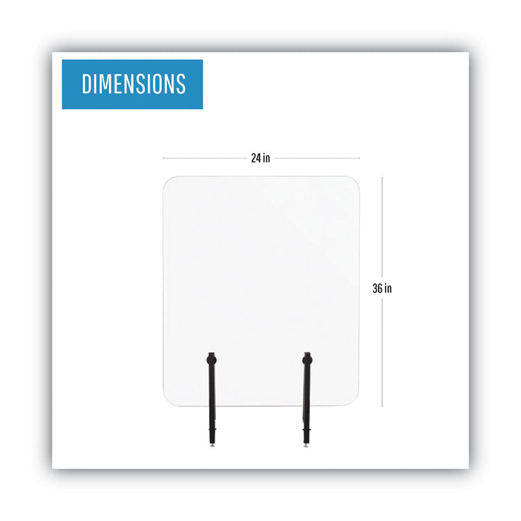 Protector Series Frameless Glass Desktop Divider, 23.6 X 0.16 X 35.4, Clear/aluminum 2