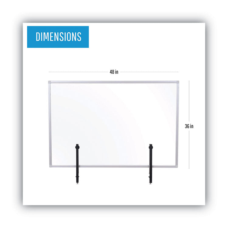 Protector Series Glass Aluminum Desktop Divider, 47.2 X 0.16 X 35.4, Clear 2