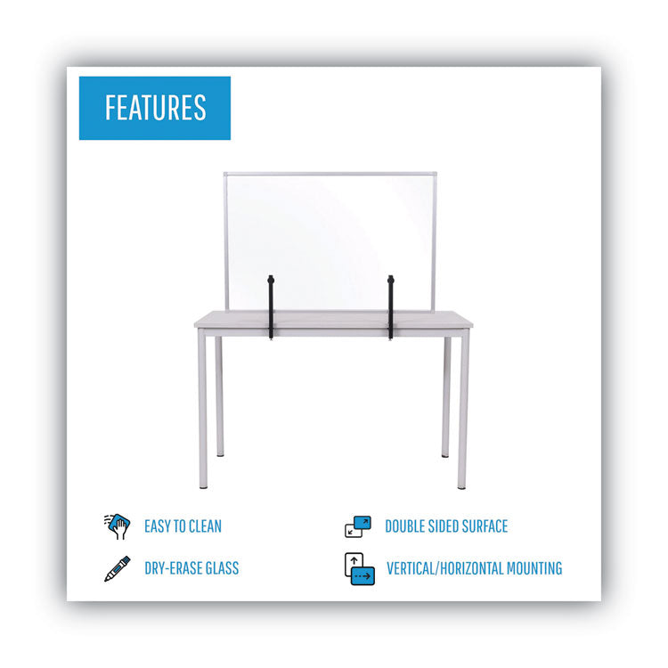 Protector Series Glass Aluminum Desktop Divider, 47.2 X 0.16 X 35.4, Clear 3