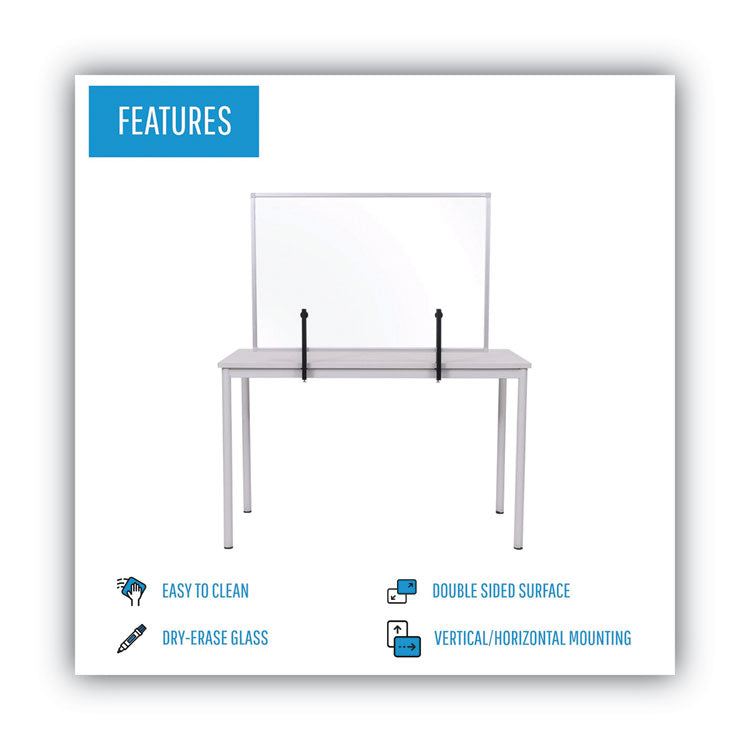 Protector Series Glass Aluminum Desktop Divider, 40.9 X 0.16 X 27.6, Clear 3