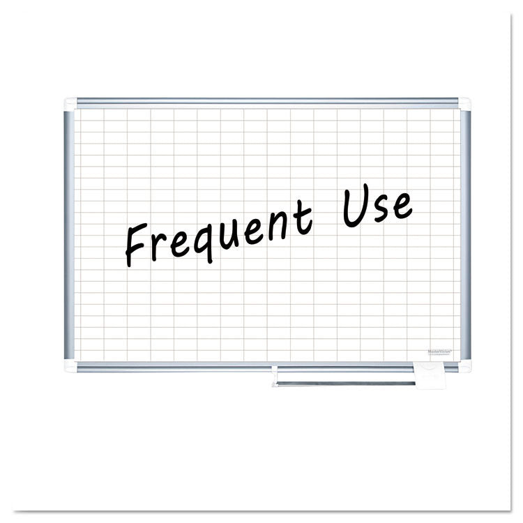 Gridded Magnetic Steel Dry Erase Planning Board, 1 x 2 Grid, 36 x 24, White Surface, Silver Aluminum Frame 2