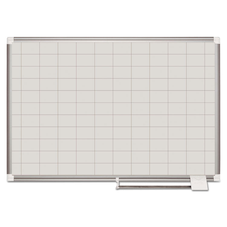 Gridded Magnetic Steel Dry Erase Planning Board, 2 x 3 Grid, 48 x 36, White Surface, Silver Aluminum Frame 2