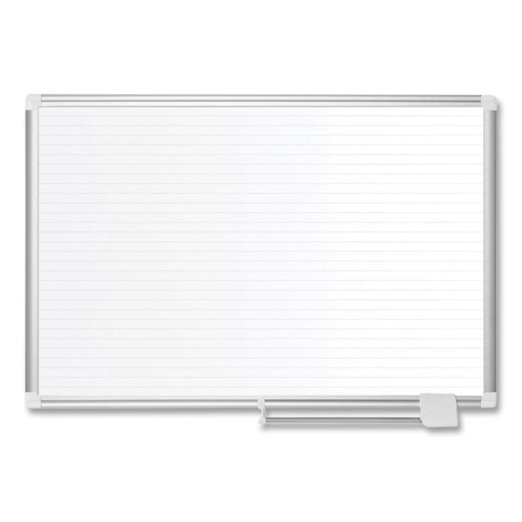 Ruled Magnetic Steel Dry Erase Planning Board, 48 x 36, White Surface, Silver Aluminum Frame 1