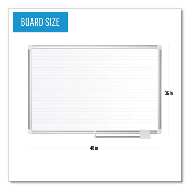 Ruled Magnetic Steel Dry Erase Planning Board, 48 x 36, White Surface, Silver Aluminum Frame 2