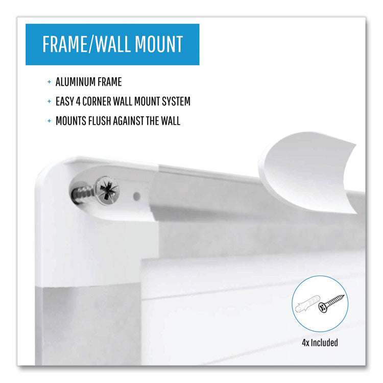 Gridded Magnetic Steel Dry Erase Planning Board, 1 x 2 Grid, 72 x 48, White Surface, Silver Aluminum Frame 5