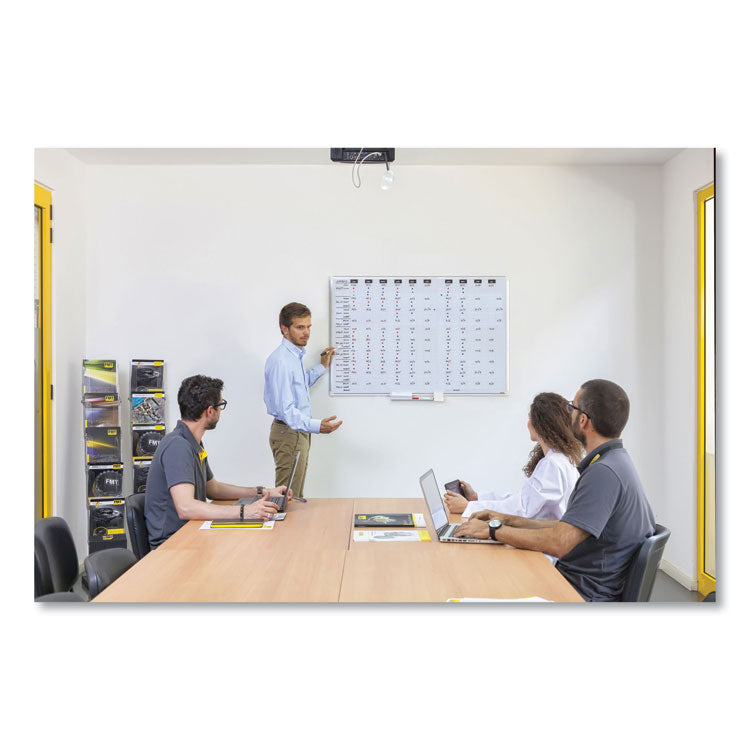 Gridded Magnetic Steel Dry Erase Planning Board, 1 x 2 Grid, 72 x 48, White Surface, Silver Aluminum Frame 7