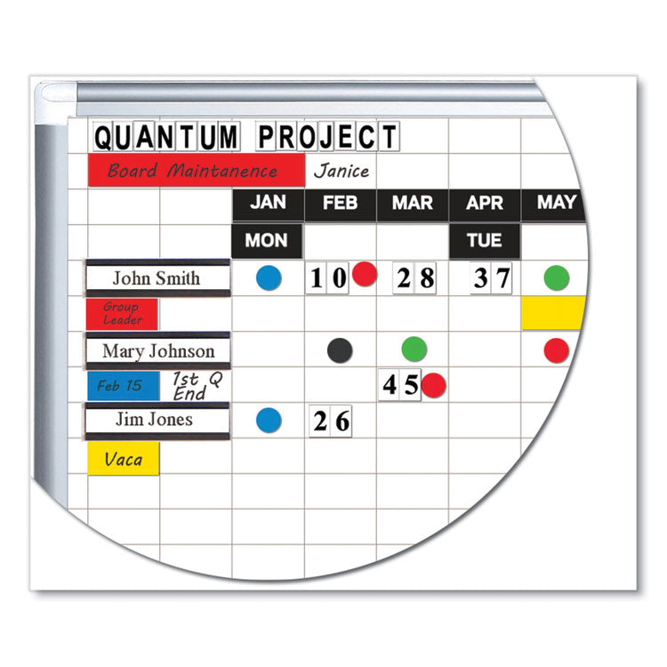 Gridded Magnetic Steel Dry Erase Planning Board, 1 x 2 Grid, 72 x 48, White Surface, Silver Aluminum Frame 8