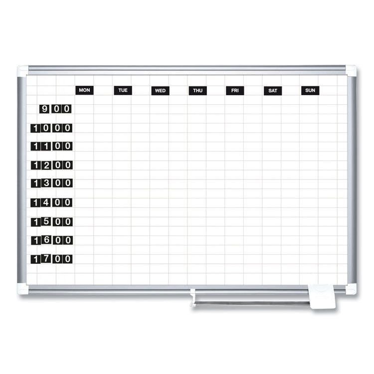 Gridded Magnetic Steel Dry Erase Planning Board, 1 x 2 Grid, 72 x 48, White Surface, Silver Aluminum Frame 10