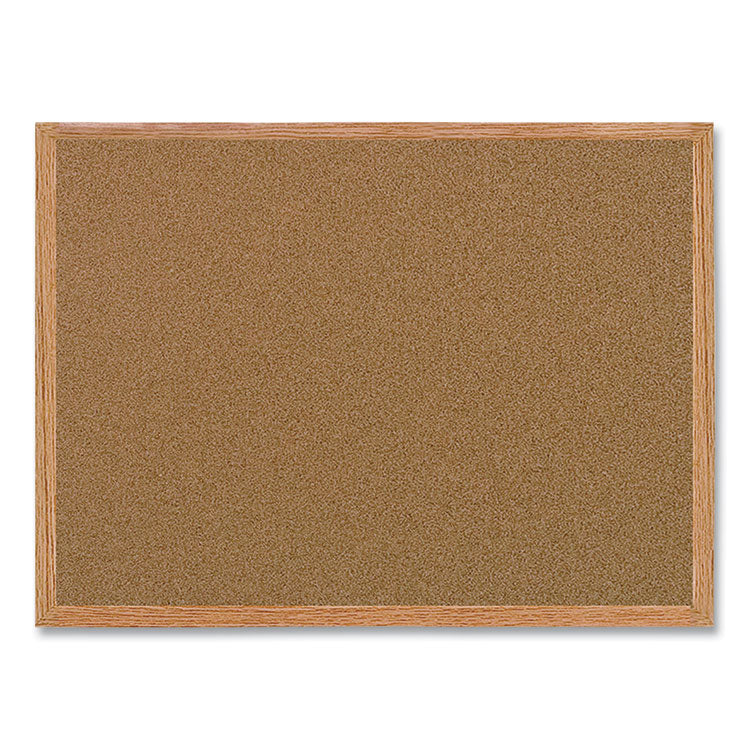 Value Cork Bulletin Board with Oak Frame, 24 x 36, Brown Surface, Oak Frame 1