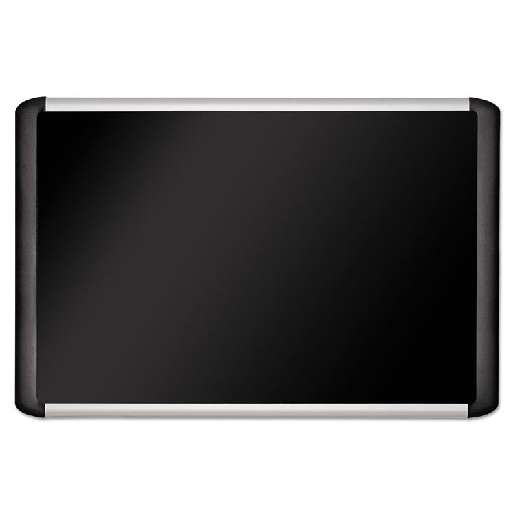 Soft-touch Bulletin Board, 36 x 24, Black Fabric Surface, Aluminum/Black Aluminum Frame 1