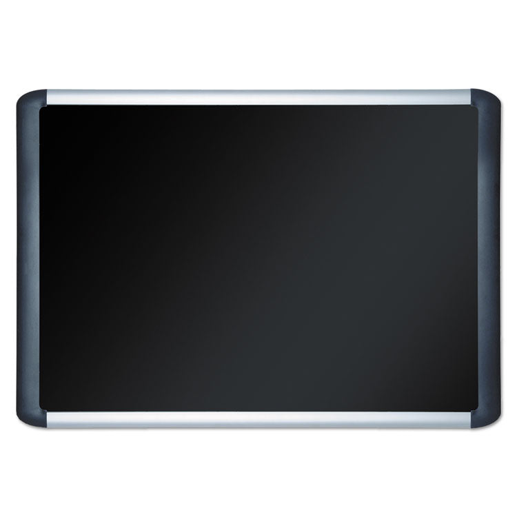 Soft-touch Bulletin Board, 36 x 24, Black Fabric Surface, Aluminum/Black Aluminum Frame 2