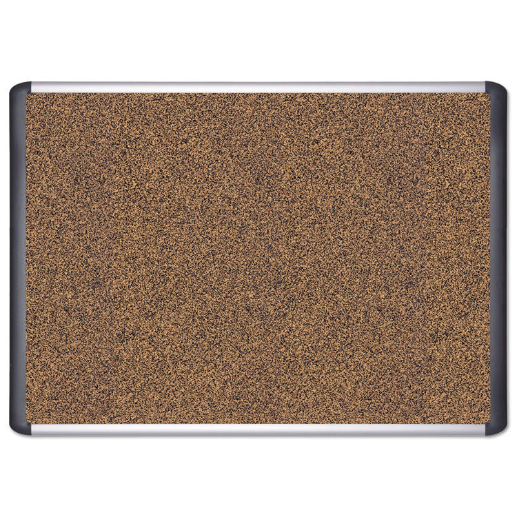 Tech Cork Board, 36 x 24, Tan Surface, Silver/Black Aluminum Frame 2