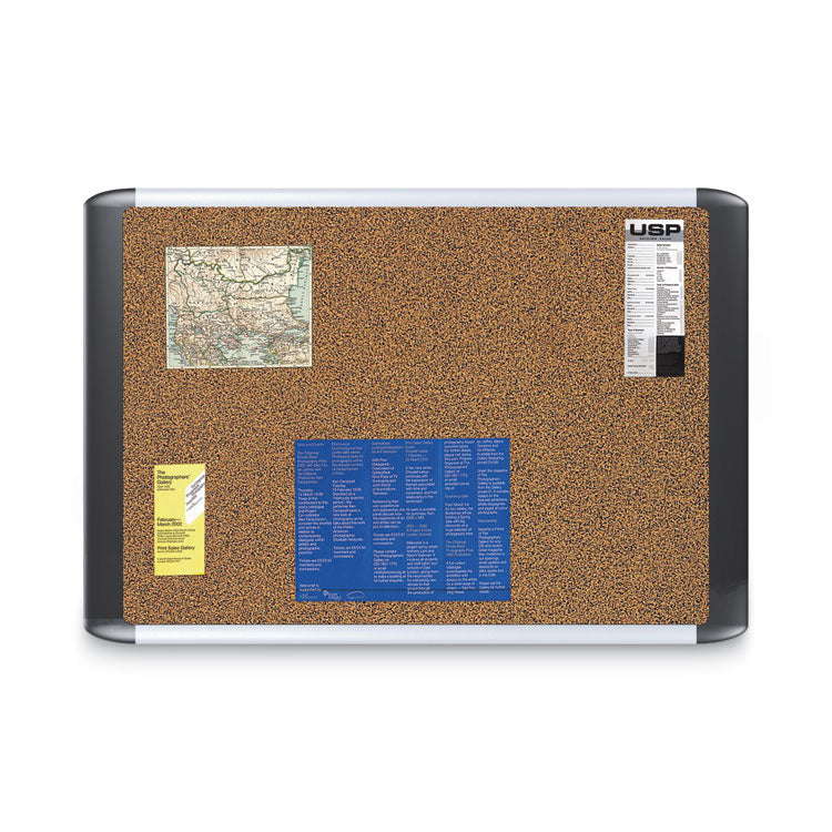 Tech Cork Board, 48 x 36, Tan Surface, Silver/Black Aluminum Frame 6