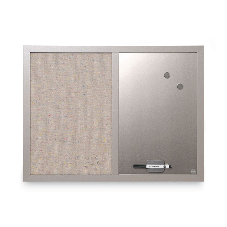 Designer Combo Fabric Bulletin/Dry Erase Board, 24 x 18, Multicolor/Gray Surface, Gray MDF Wood Frame 1