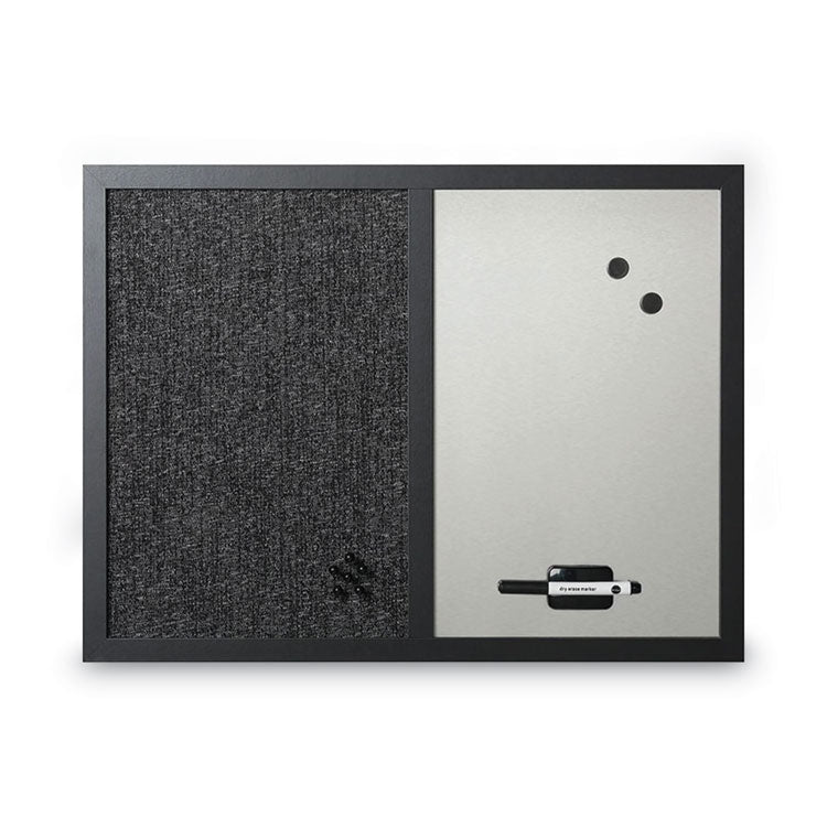 Designer Combo Fabric Bulletin/Dry Erase Board, 24 x 18, Charcoal/Gray Surface, Black MDF Wood Frame 1