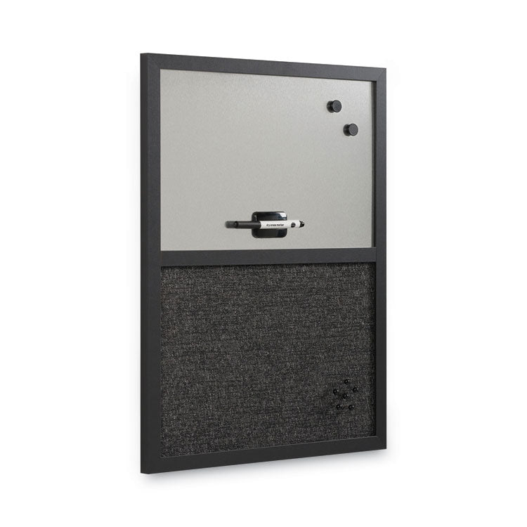 Designer Combo Fabric Bulletin/Dry Erase Board, 24 x 18, Charcoal/Gray Surface, Black MDF Wood Frame 7