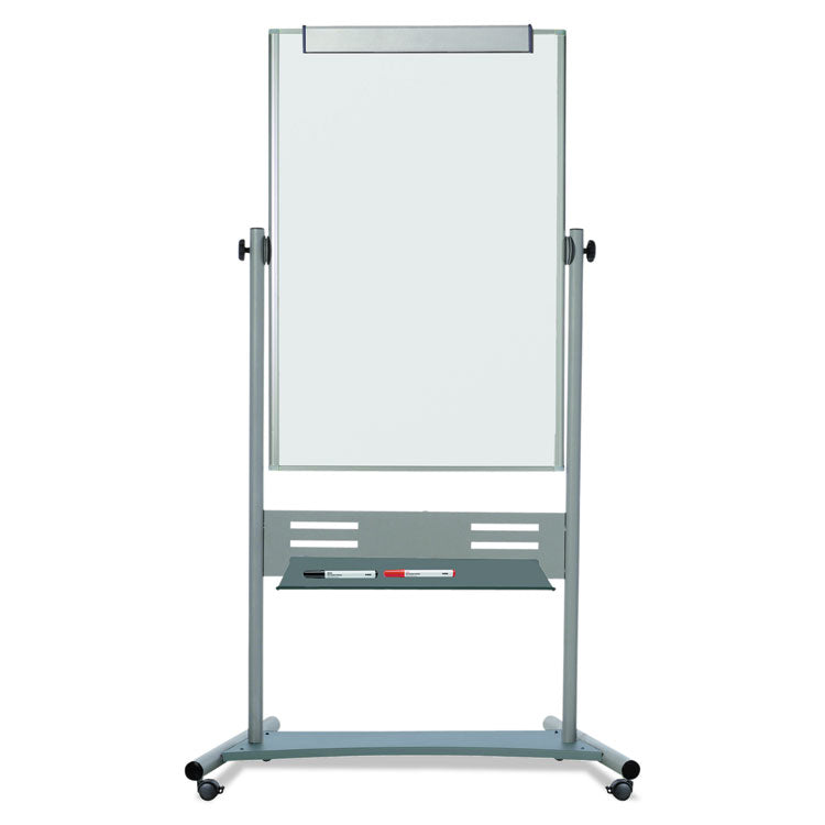 Revolver Easel, 35.4 x 47.2, 80" Tall Easel, Vertical Orientation, White Surface, Silver Aluminum Frame 1