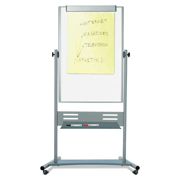 Revolver Easel, 35.4 x 47.2, 80" Tall Easel, Vertical Orientation, White Surface, Silver Aluminum Frame 2