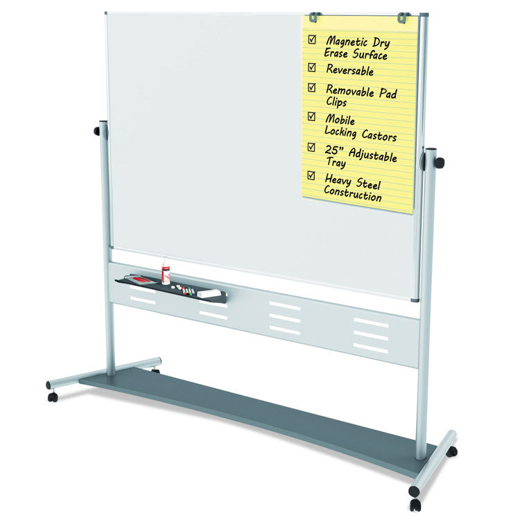 Revolver Easel, 70.8 x 47.2, 80" Tall Easel, Horizontal Orientation, White Surface, Silver Aluminum Frame 4